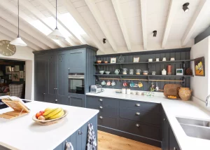 Period cottage Shaker-style kitchen in dark grey