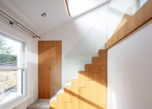 staircase with glass balustrade