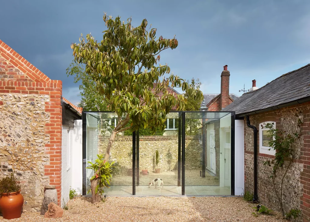 glazed link to renovated stables