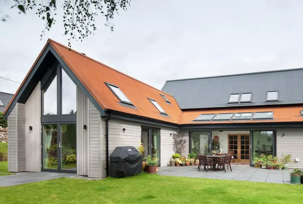 L-shaped timber frame self build