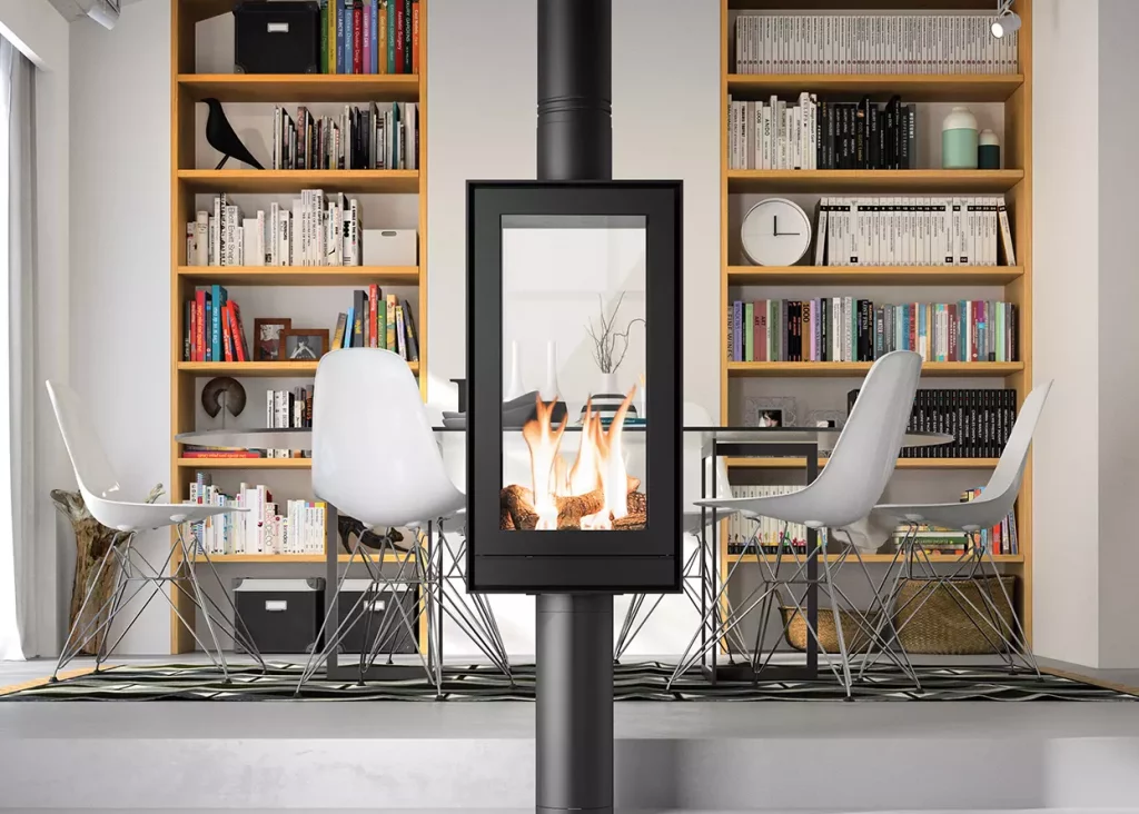 contemporary dual side fireplace