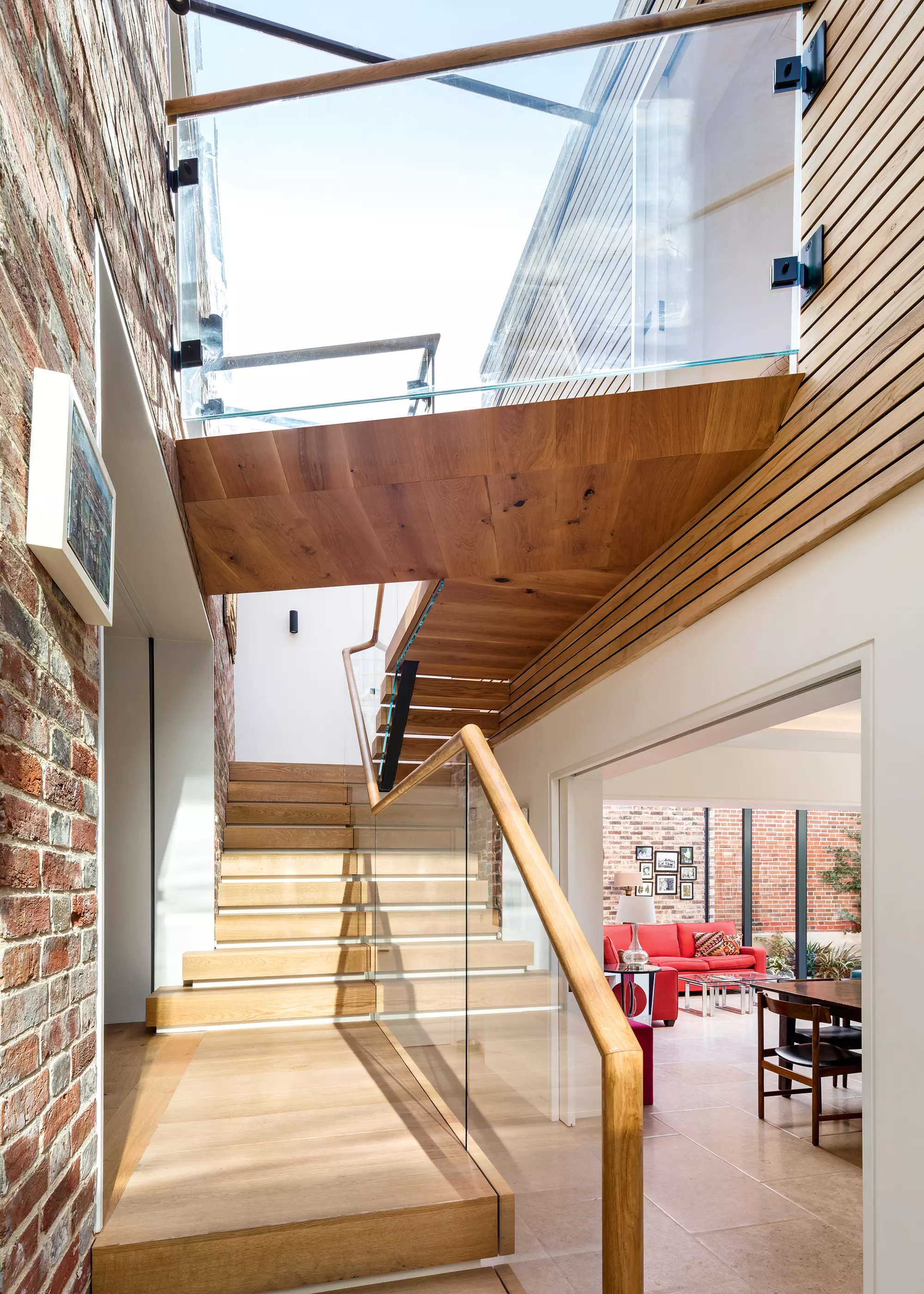 Staircase with glass balustrade