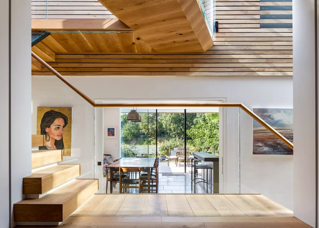 timber staircase with chestnut cladding