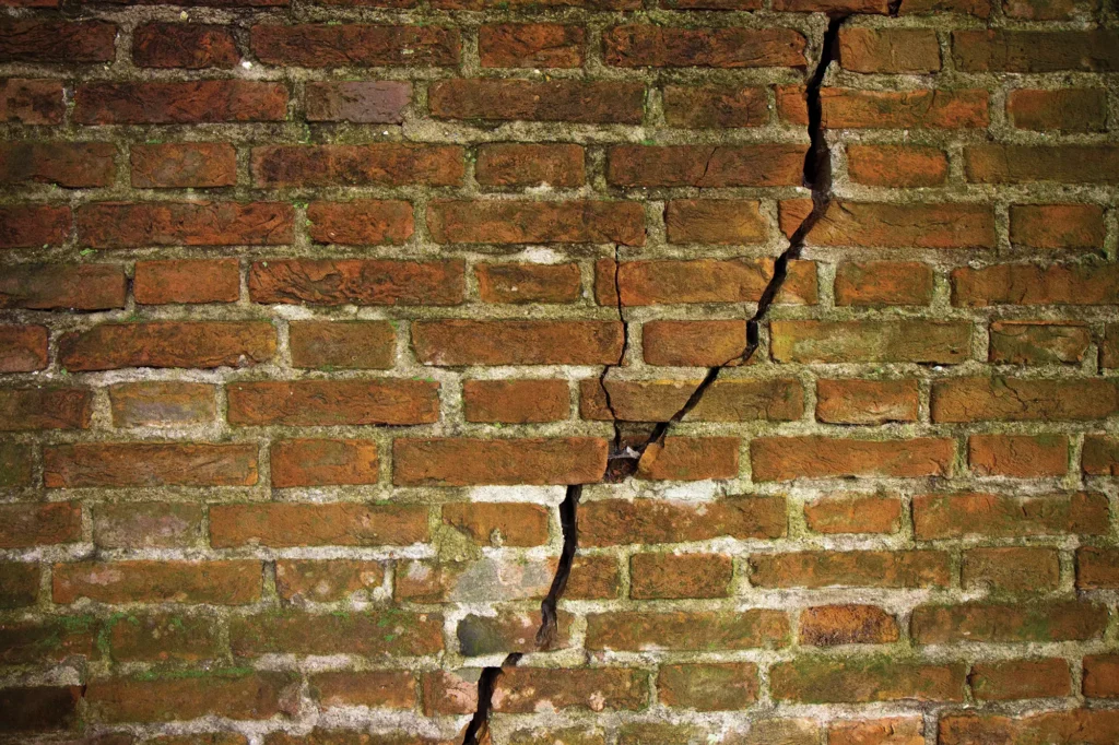 brick wall with crack