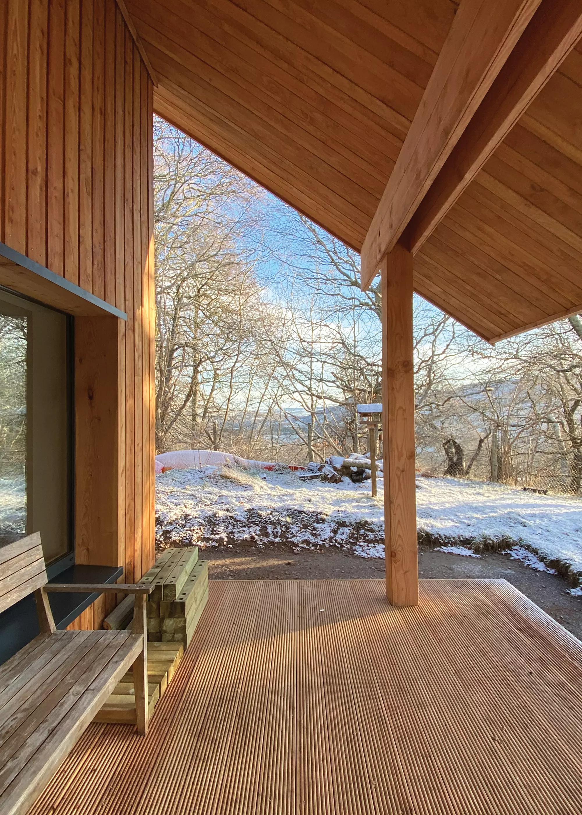 timber frame passive house sheltered veranda