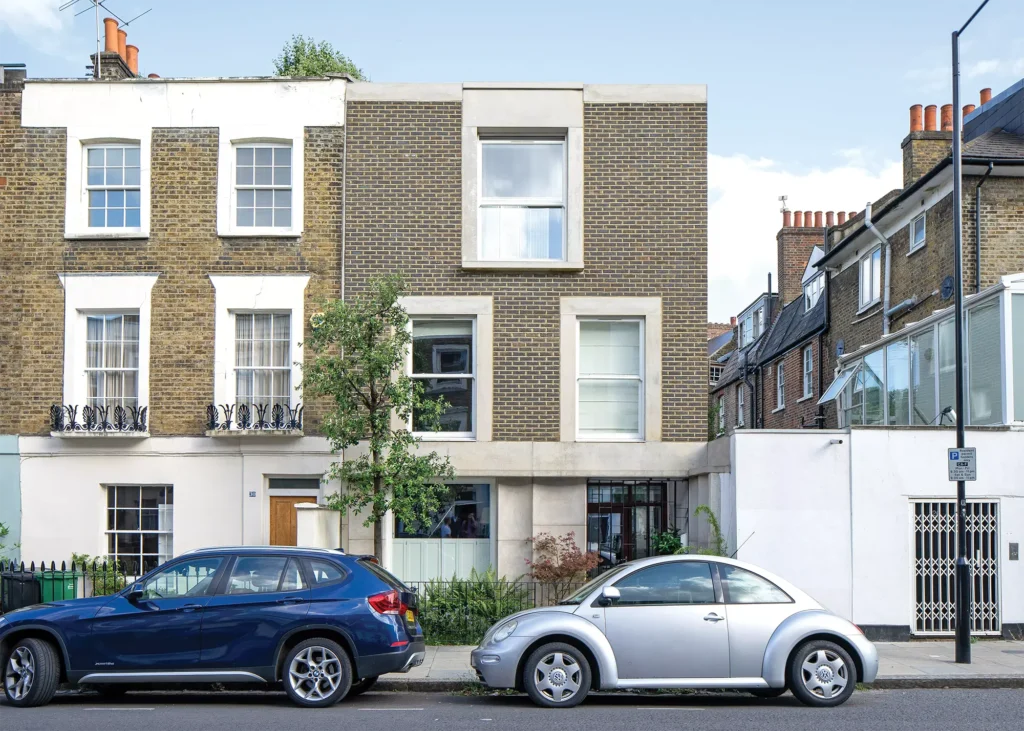 contextual urban home with heritage brick exterior