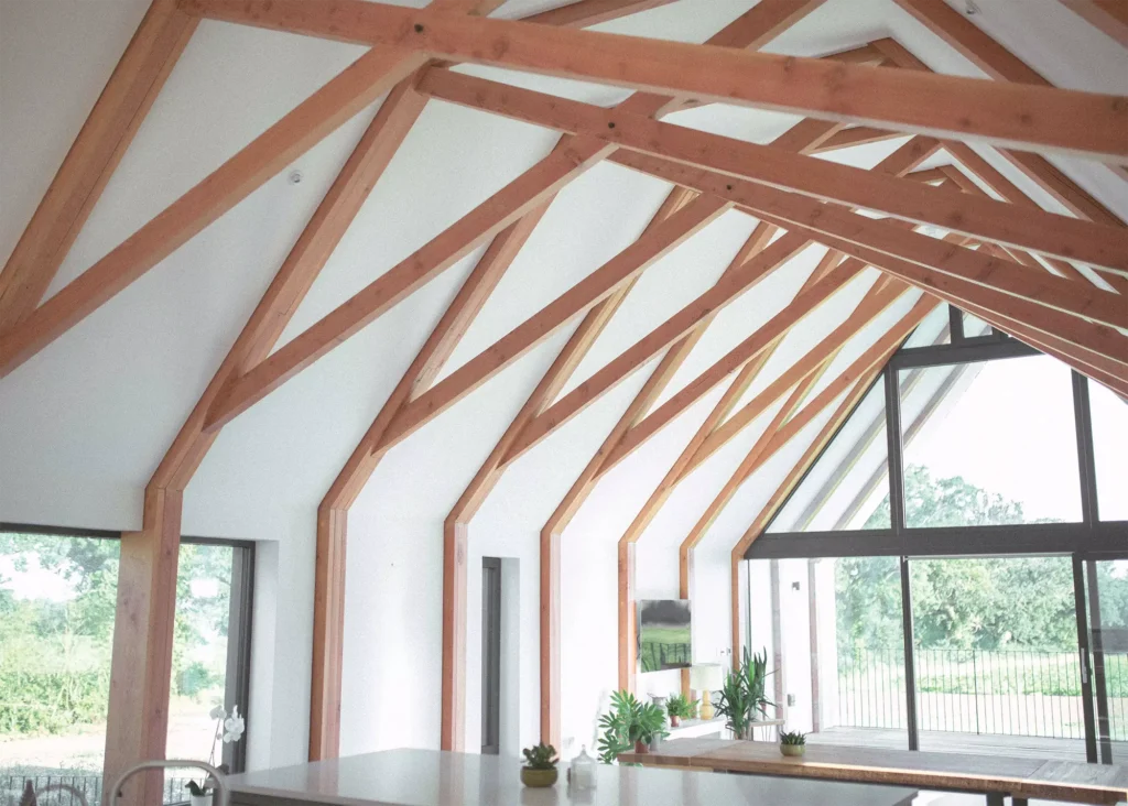 exposed oak trusses