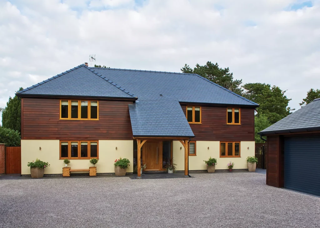oak frame self build home with traditional exterior