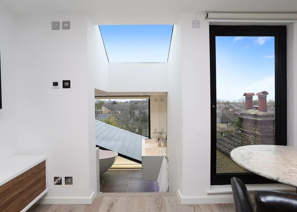 bedroom and bathroom open plan loft conversion