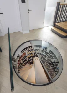 Wine cellar with spiral staircase