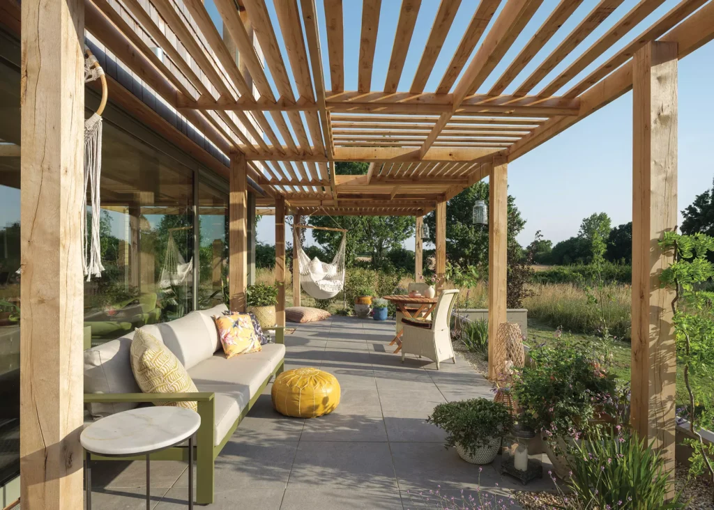 Timber pergola solar shading