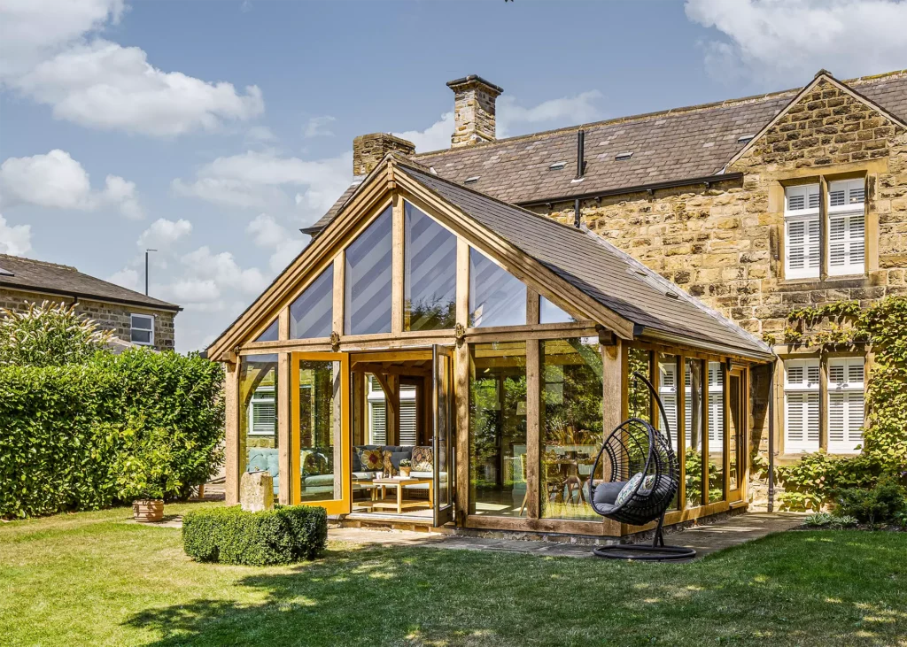 oak and glass blend conservatory design