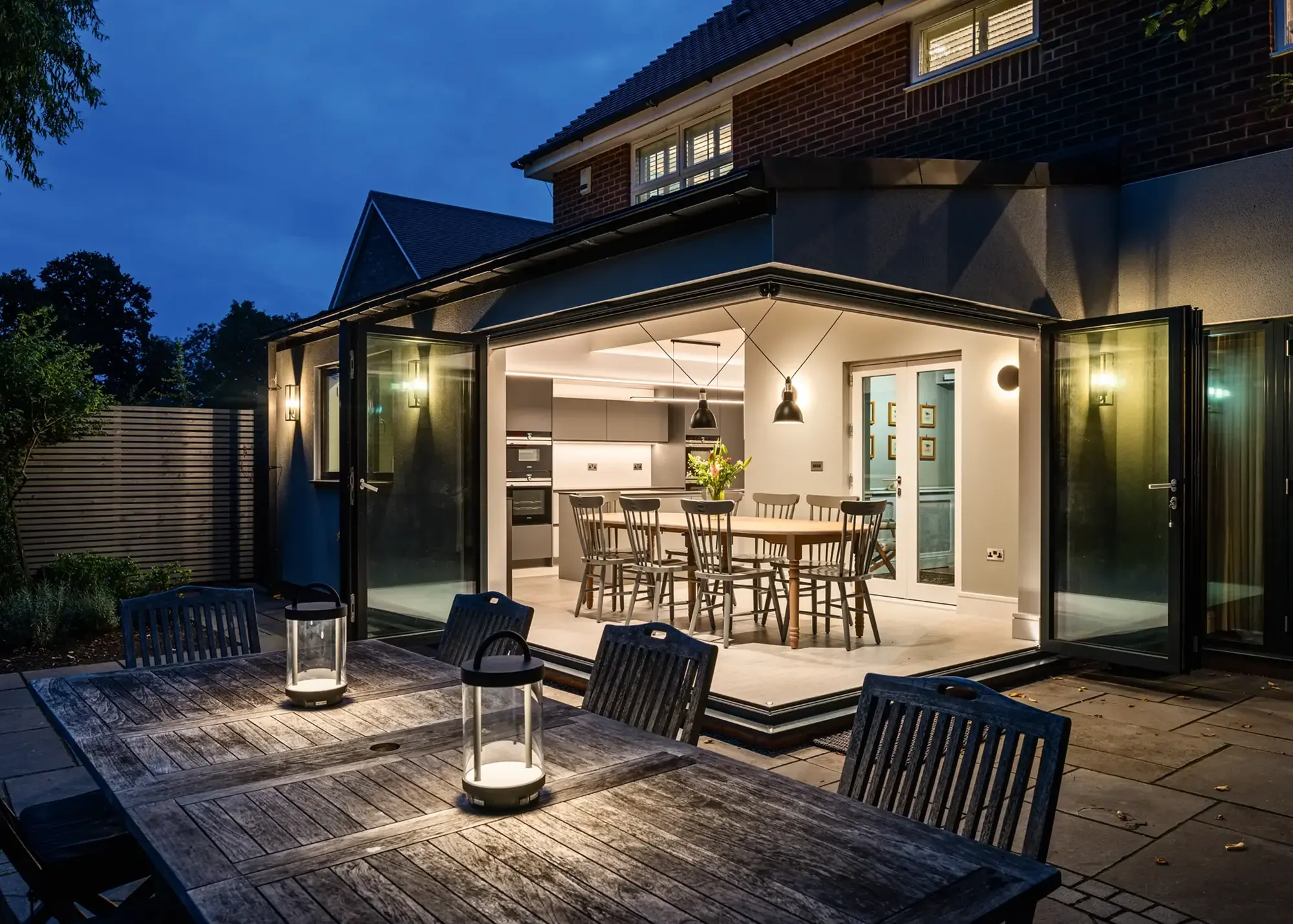 Seamless indoor-outdoor connection created with corner bifold doors