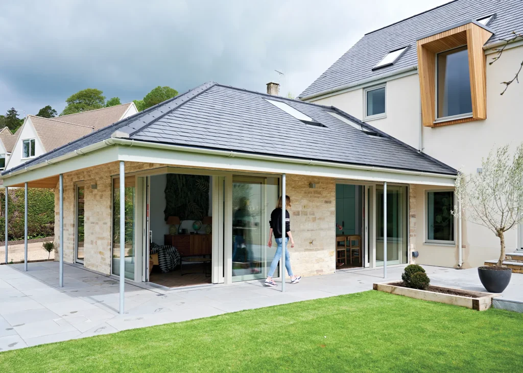 home with overhanging veranda for solar shading