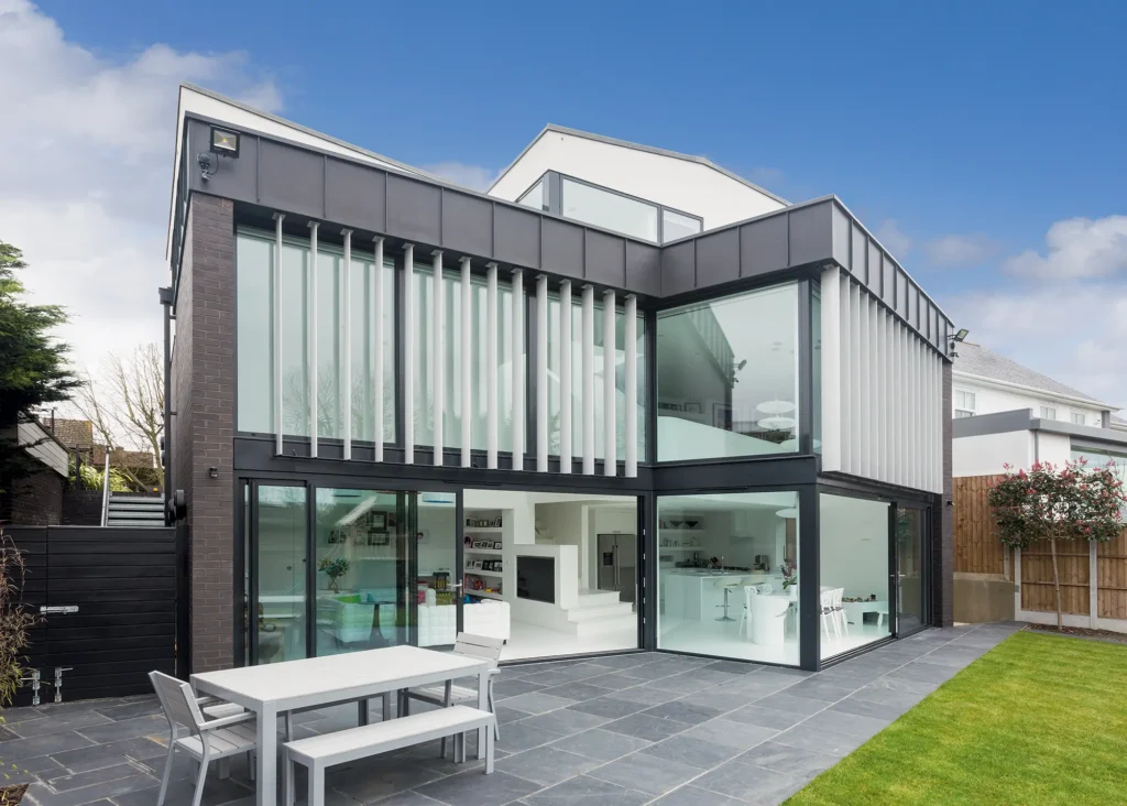 Home with vertical solar shading