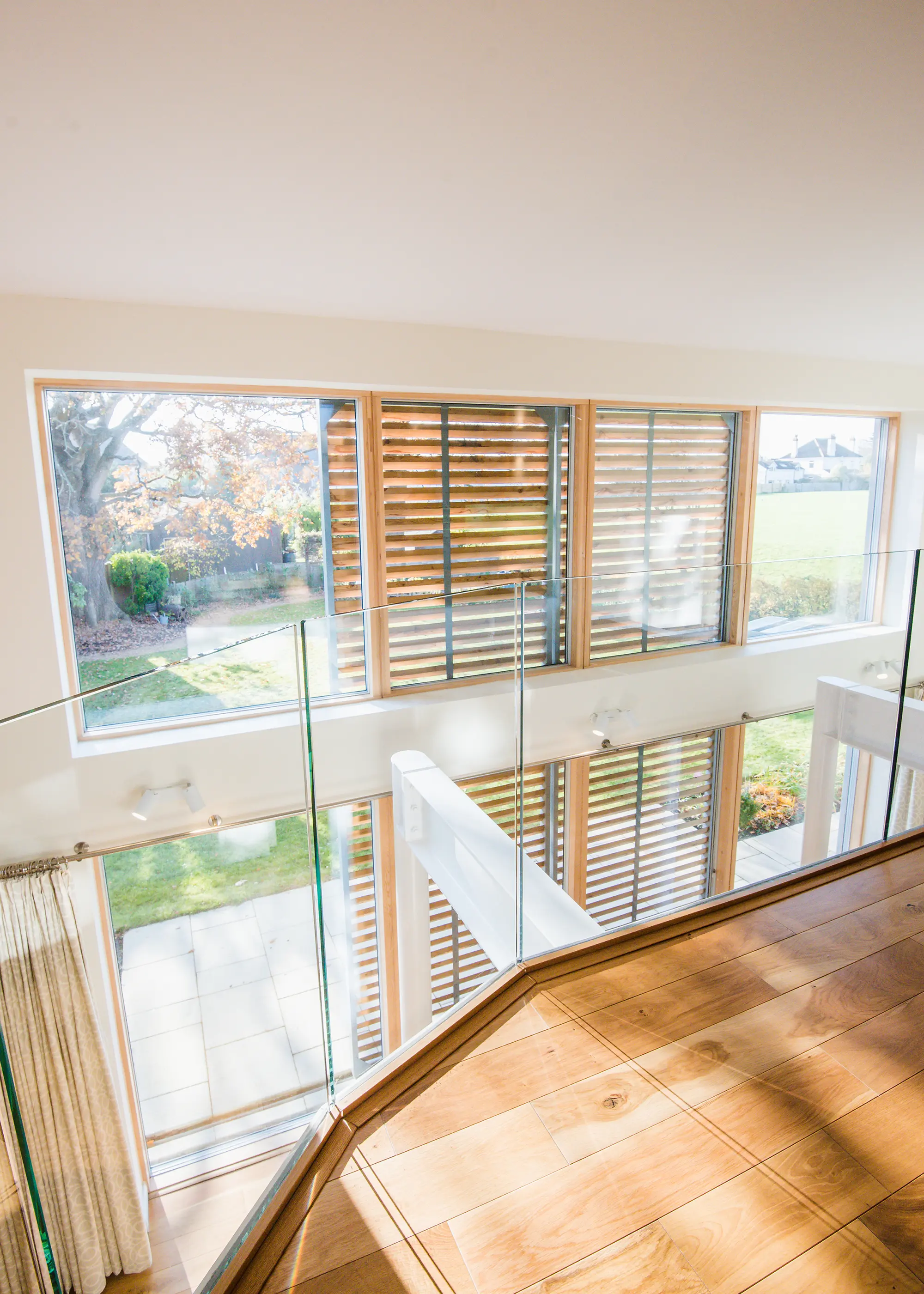 home with double-height shutters outside to prevent overheating