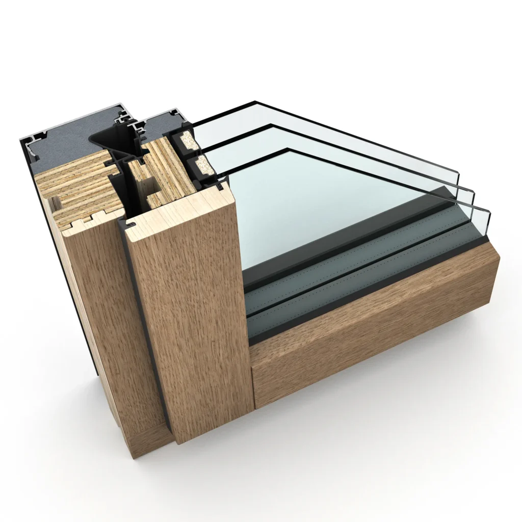 Internorm timber-aluminium window cut-through 