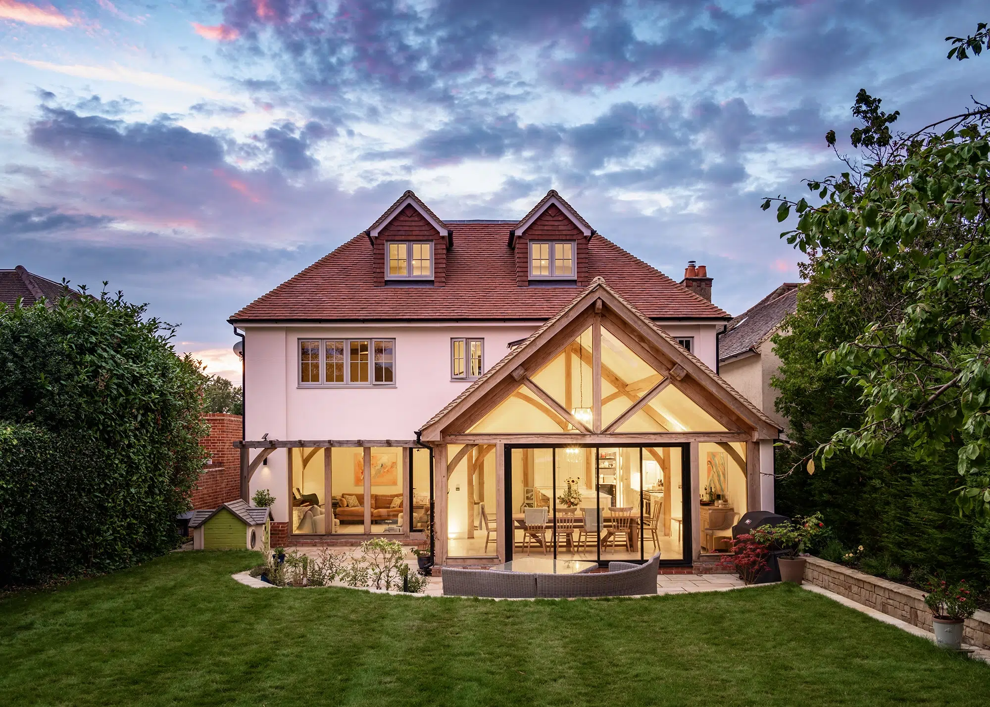 Charming oak frame kitchen-diner extension to a family home