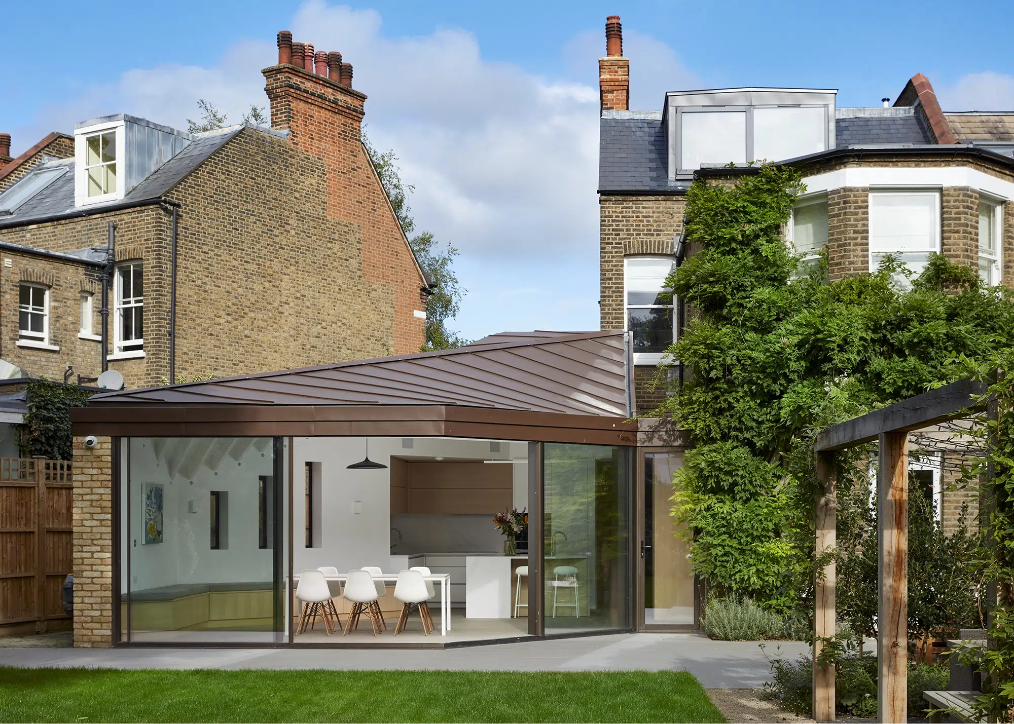 Zinc-clad kitchen-diner extension to a Victorian house