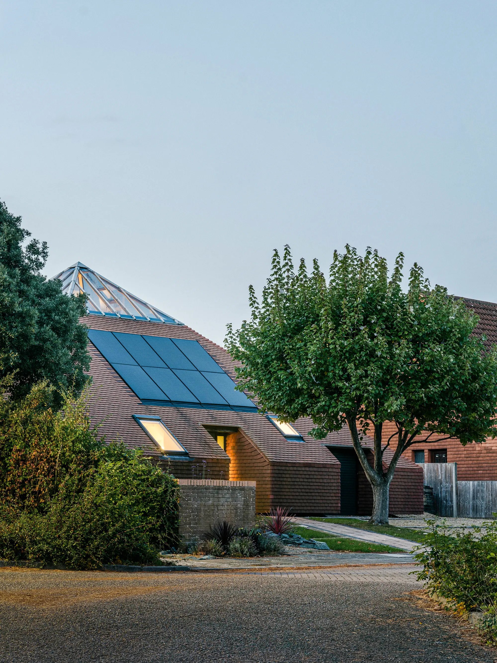 Modern house with a unique pyramid design