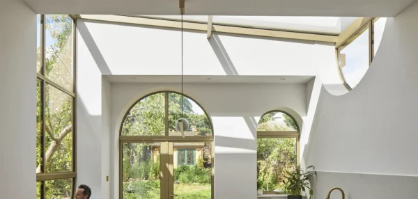 Kitchen Extension Idea with Curved Up-and-Over Glazing