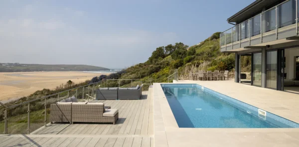 Knock down & rebuild home with a swimming pool overlooking the Cornish coast