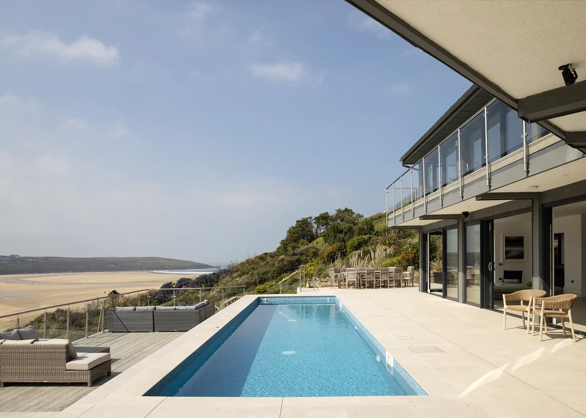 Knock down & rebuild home with a swimming pool overlooking the Cornish coast