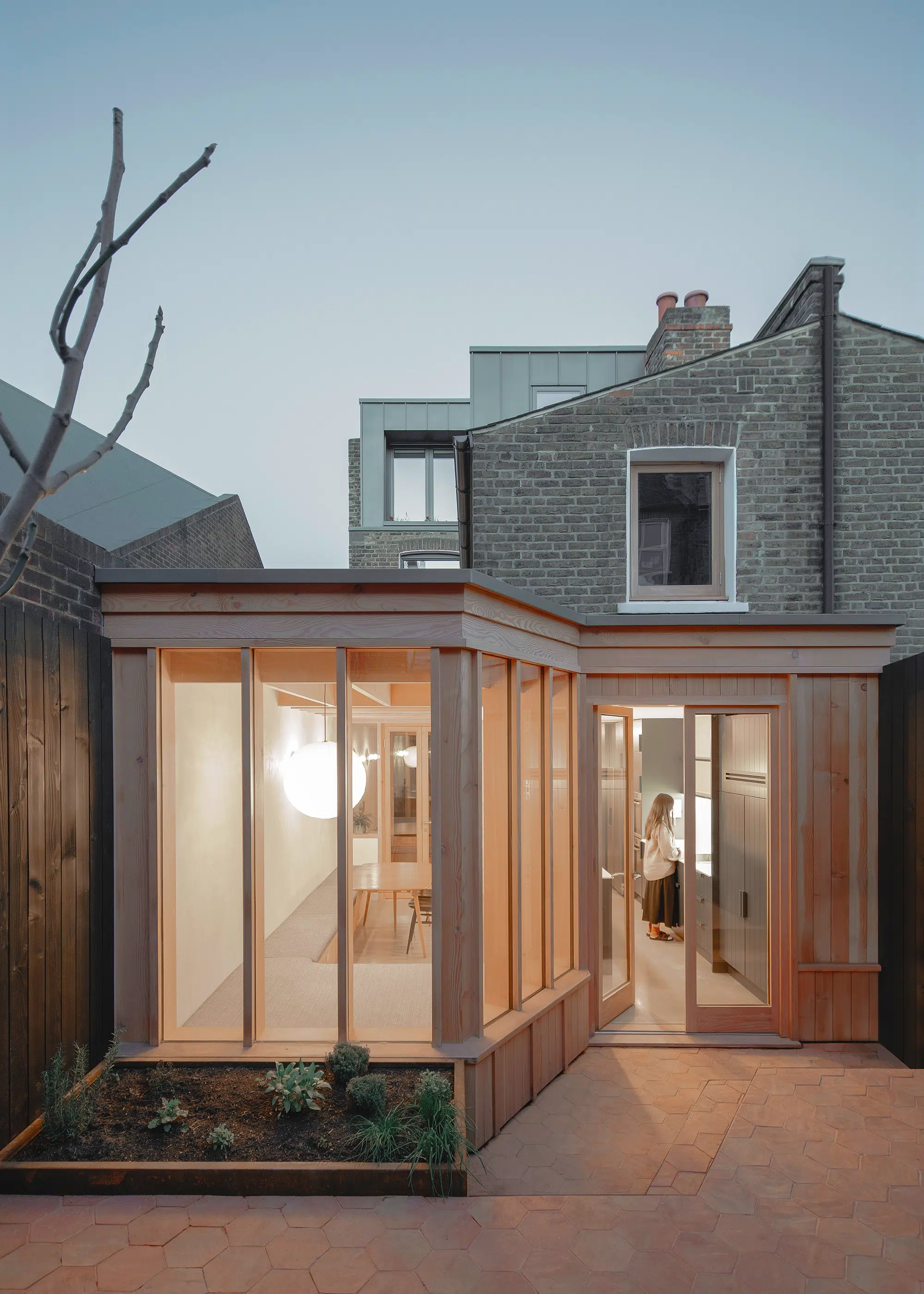 End-of-terrace home extension created with a Douglas fir timber structure