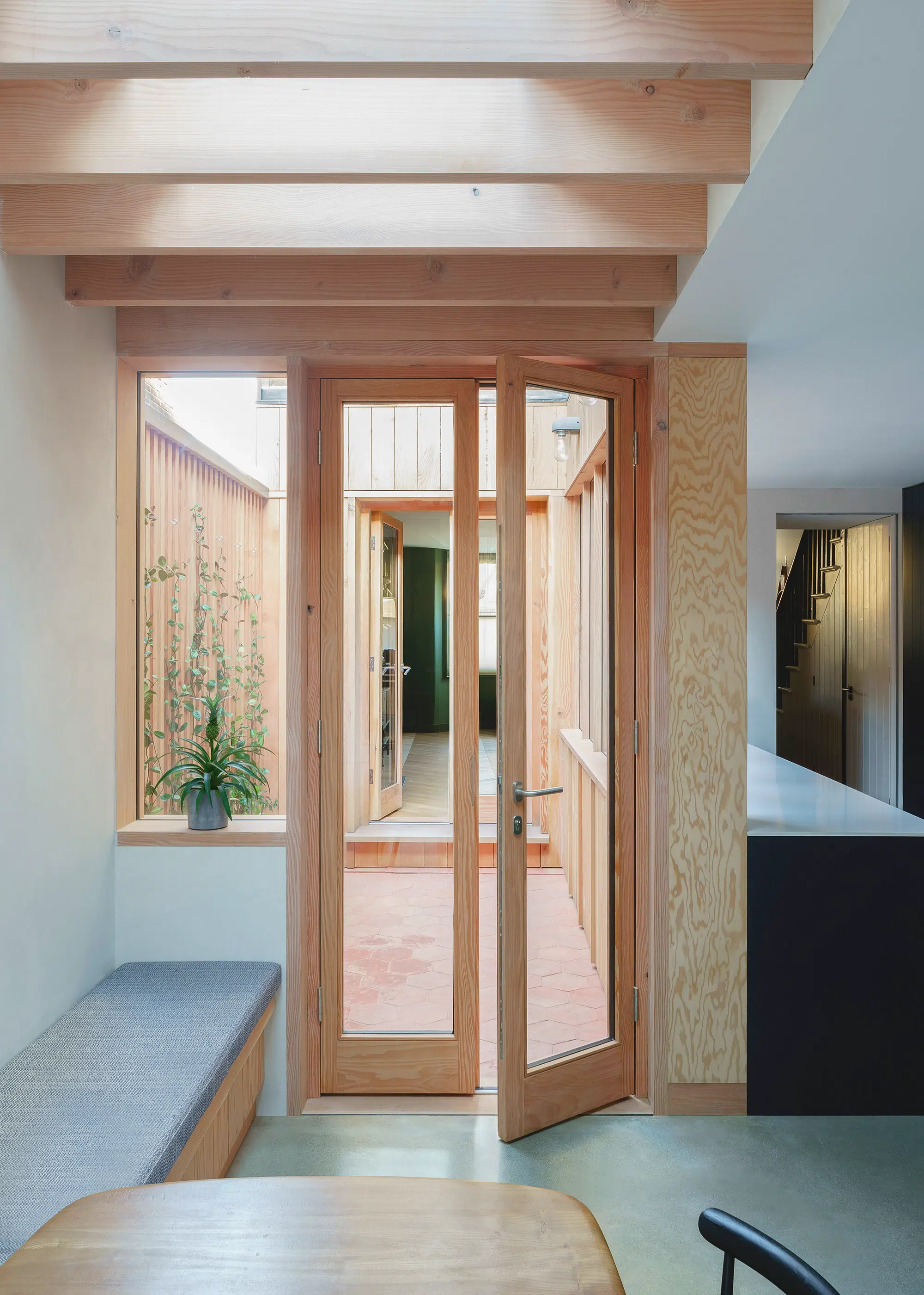 End-of-terrace home extension created with a Douglas fir timber structure
