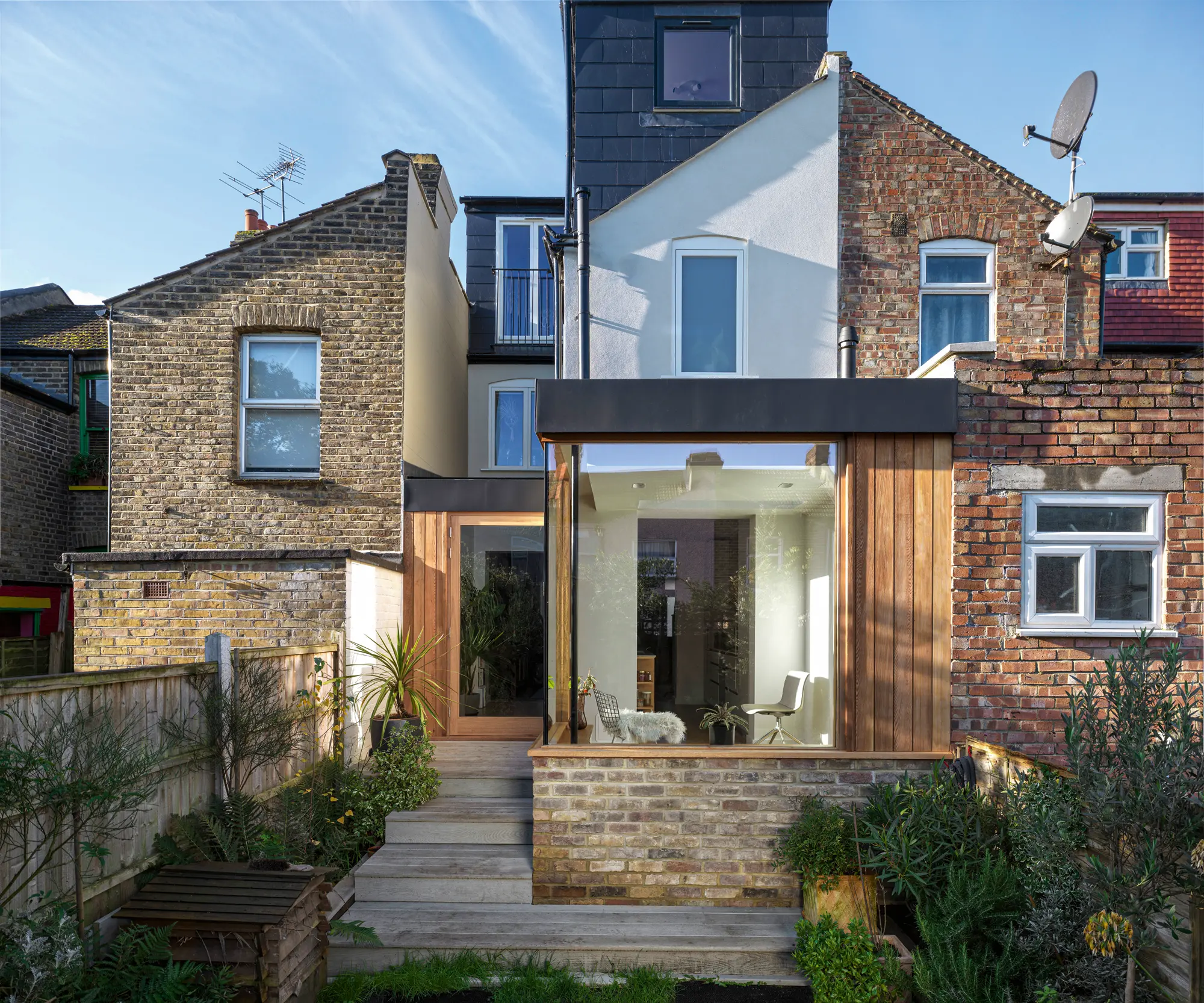 Victorian terrace property extended with a timber frame structure