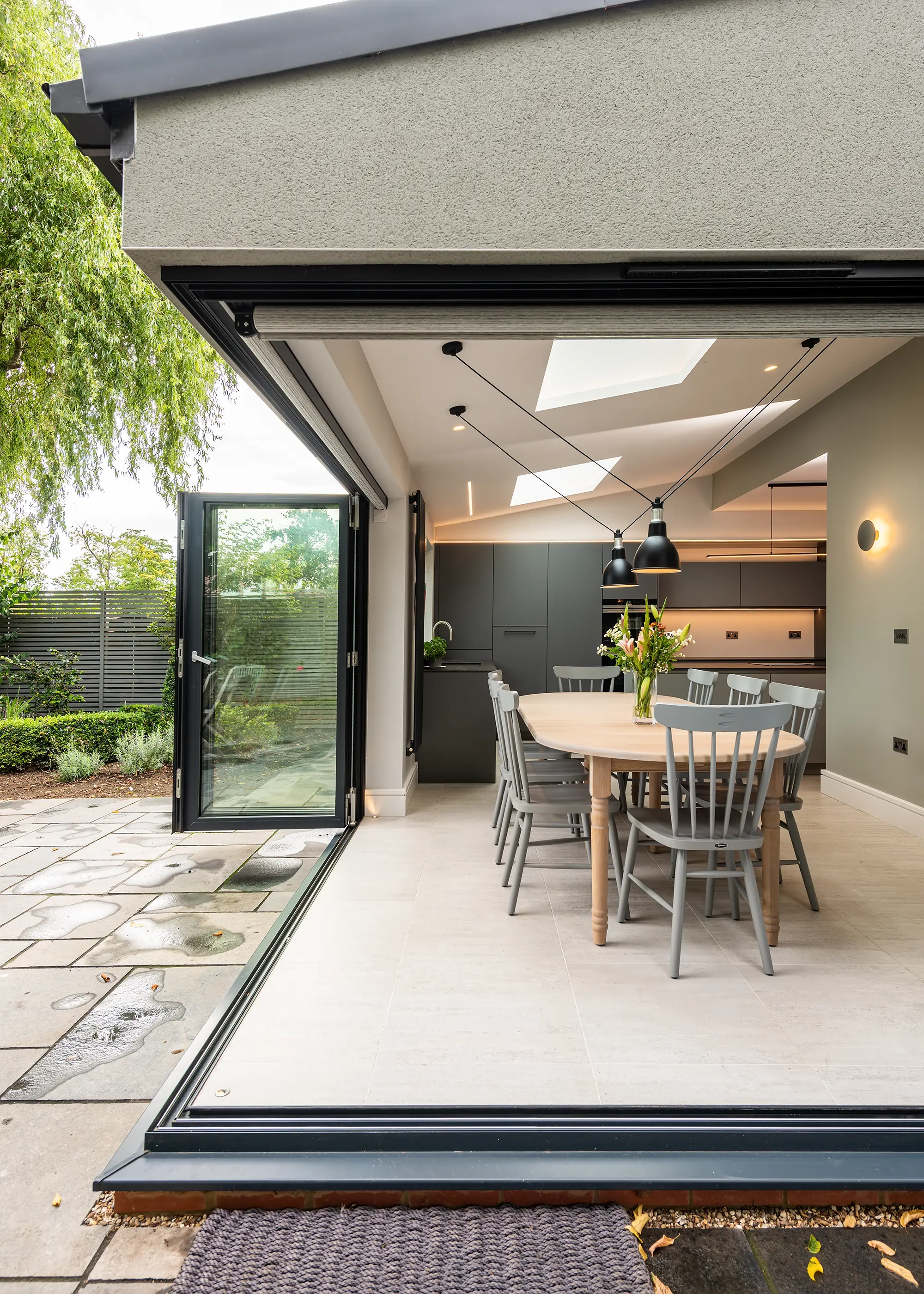 Use glazed doors to create a fully open corner