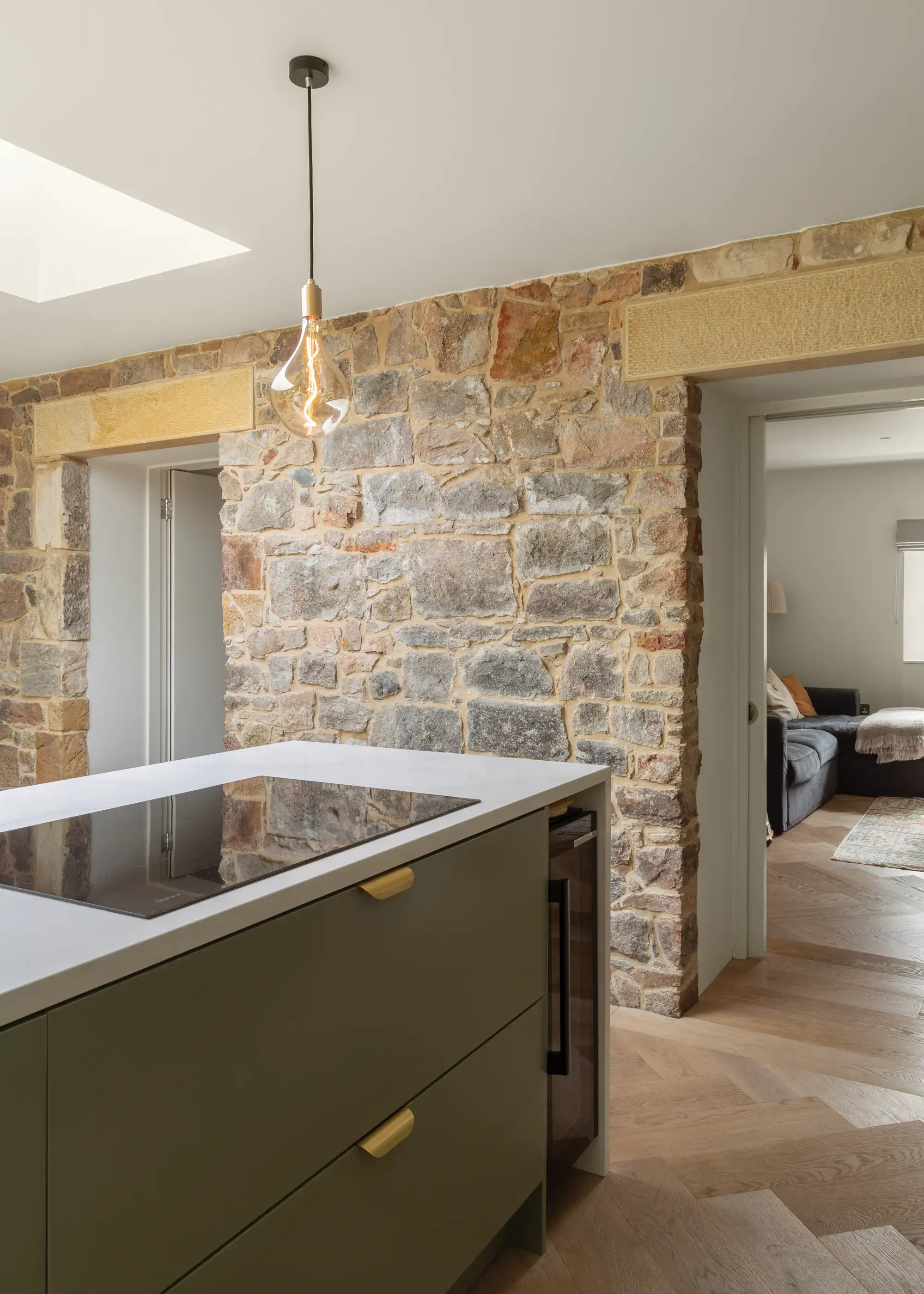 Historic exposed stonework in a 19th-century Scottish cottage